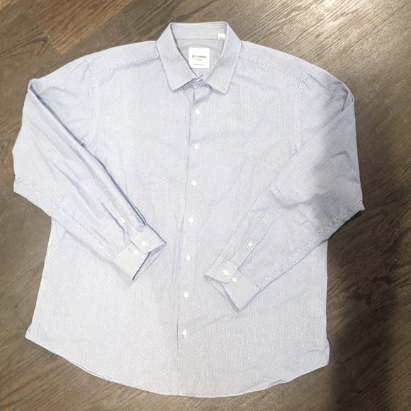 Like New Ben Sherman Men's Slim Fit Blue Checked Dress Shirt 17.5 x 34/35 - Picture 1 of 5